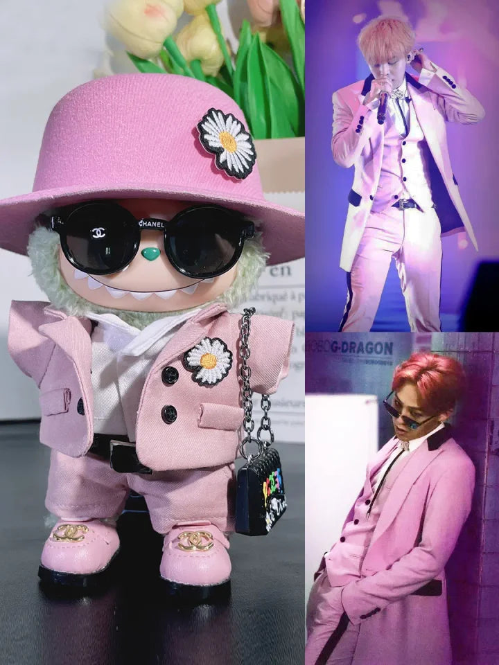 LABUBU Clothes G-Dragon Pink Daisy Suit Outfit