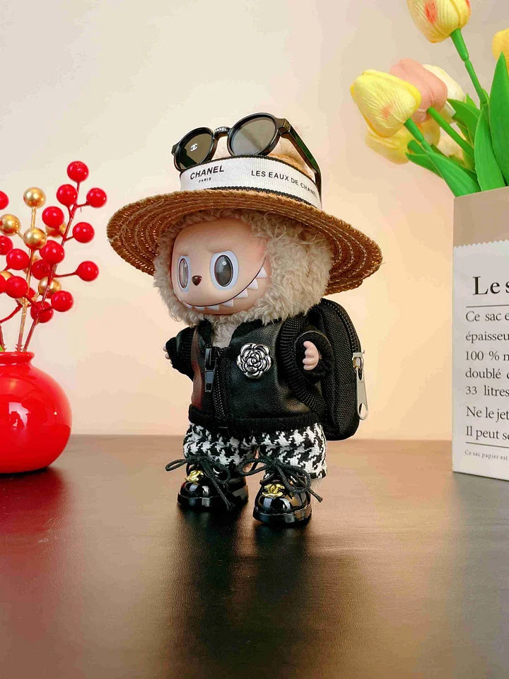 LABUBU Clothes Chanel Black Houndstooth Outift