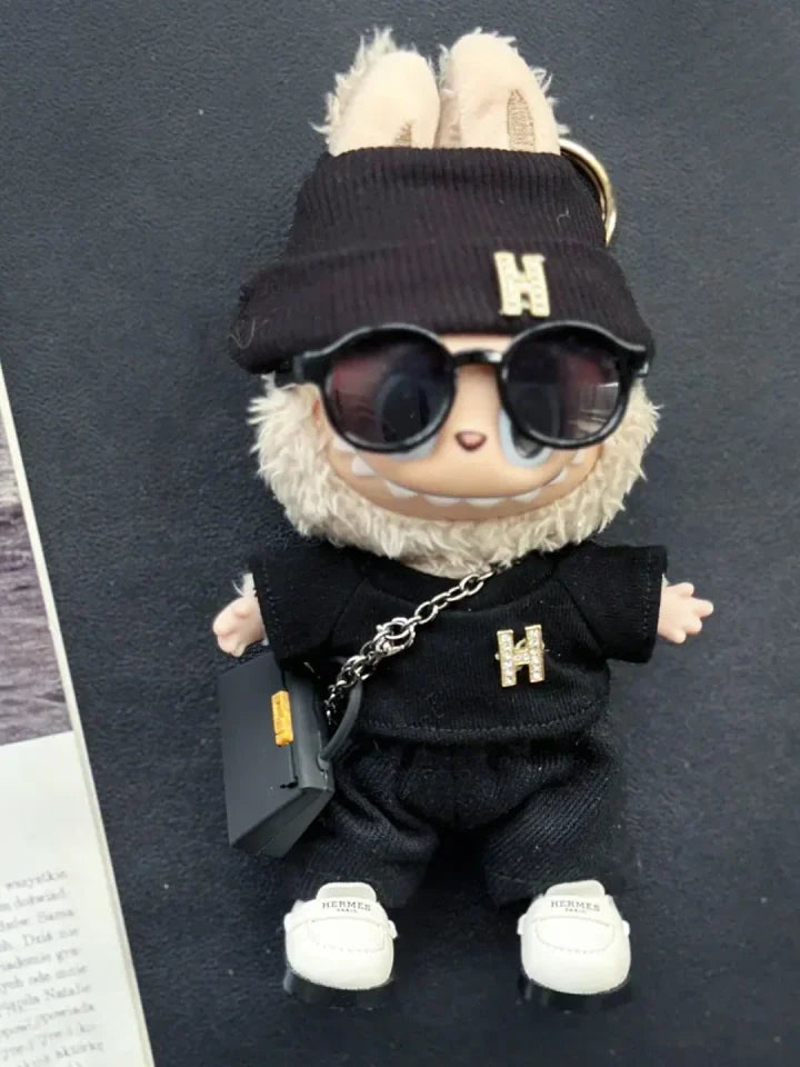 LABUBU Clothes Hermes Black T-shirt Suit