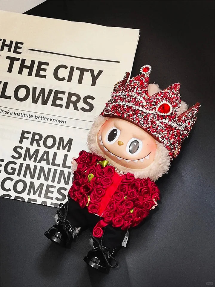 LABUBU Clothes G-Dragon Red Rose and Crown Outfit