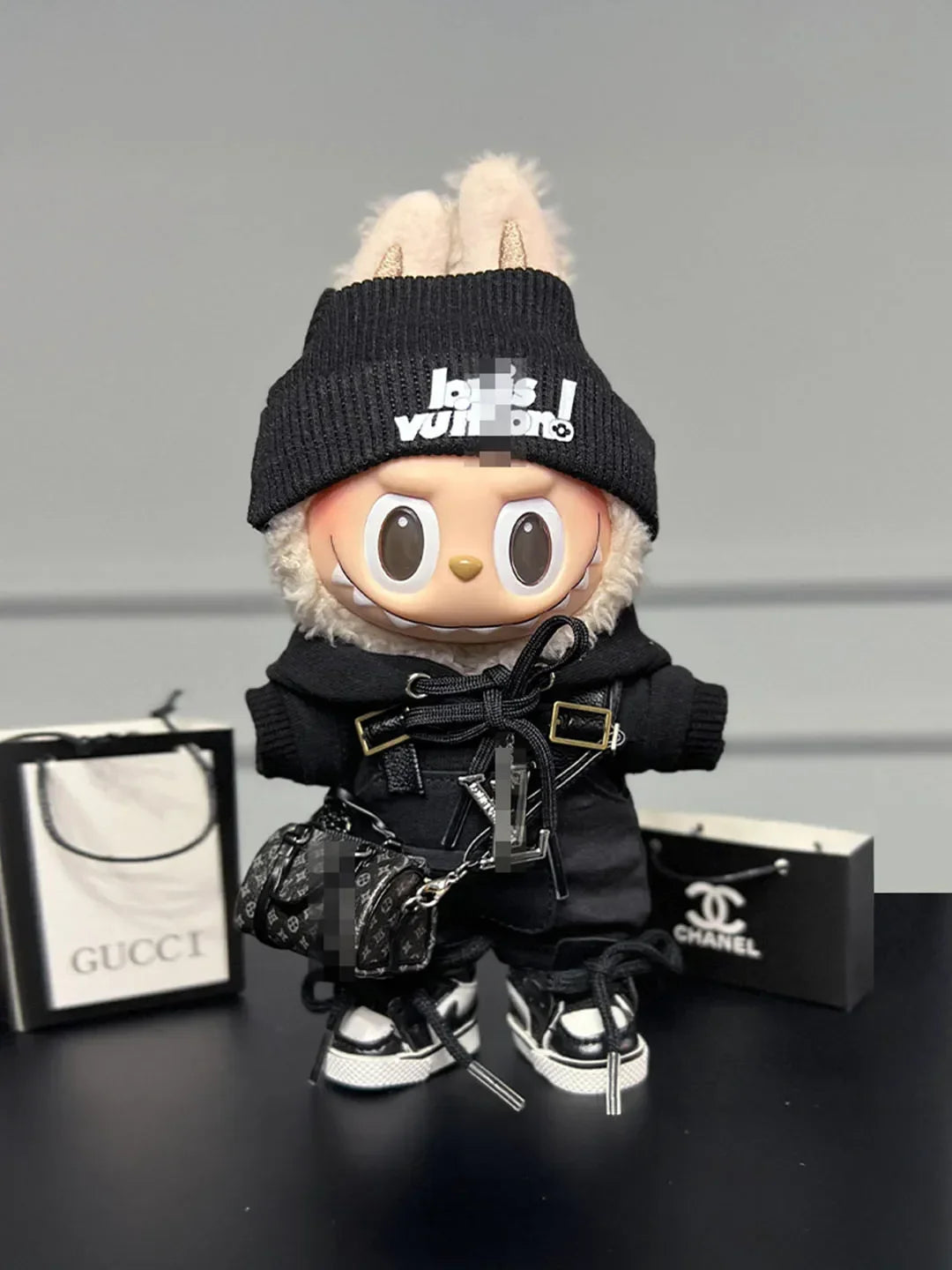 LABUBU Clothes LV Black Chic Overalls Outfit