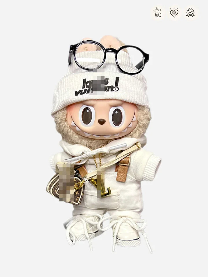 LABUBU Clothes LV White Chic Overalls Outfit
