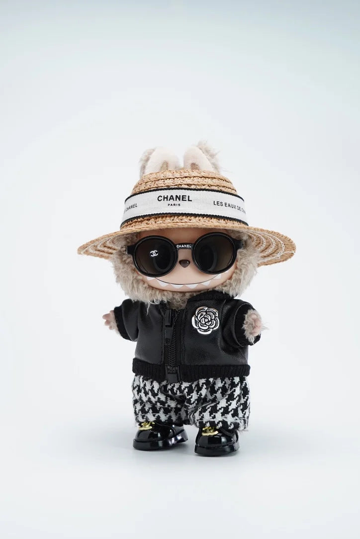 LABUBU Clothes Chanel Black Houndstooth Outift