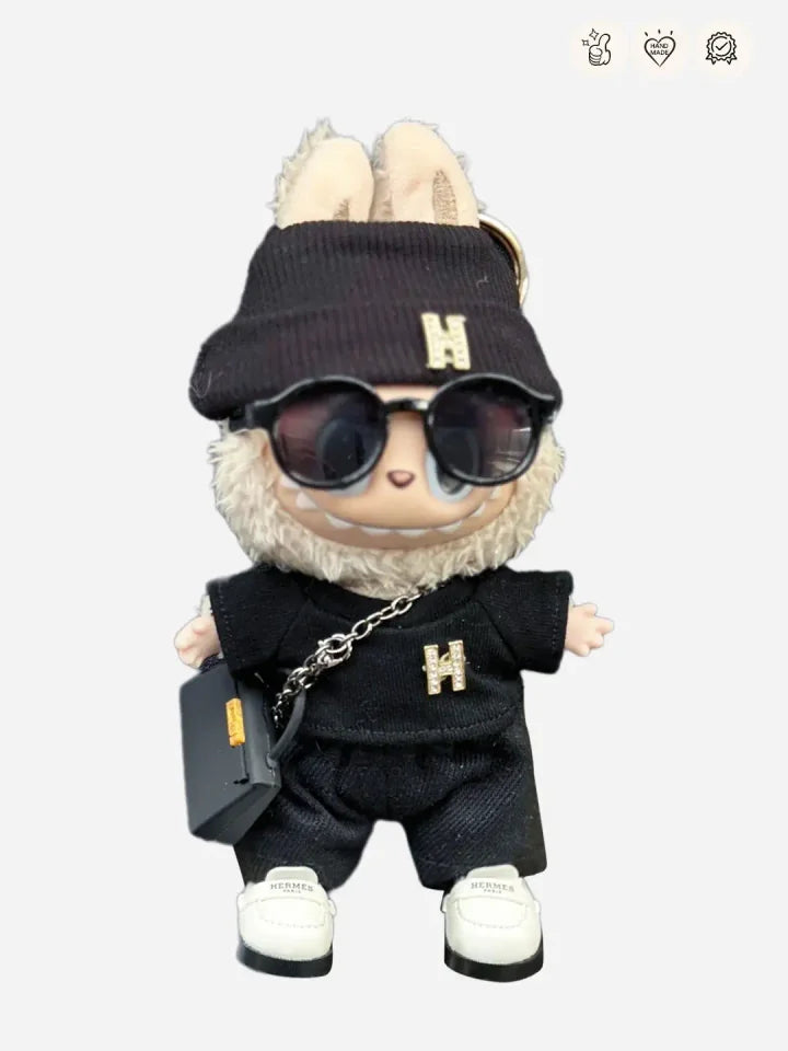 LABUBU Clothes Hermes Black T-shirt Suit
